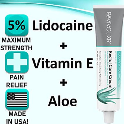 Max Strength Relief Hemorrhoid Treatment, 5% Lidocaine Hemorrhoid Cream + Aloe Vera, Vitamin E.